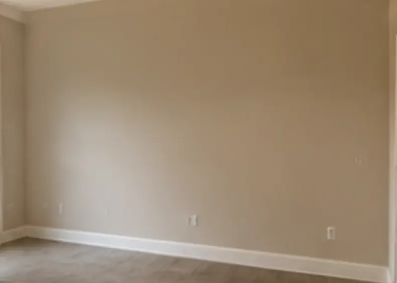Empty living room wall before mirror installation