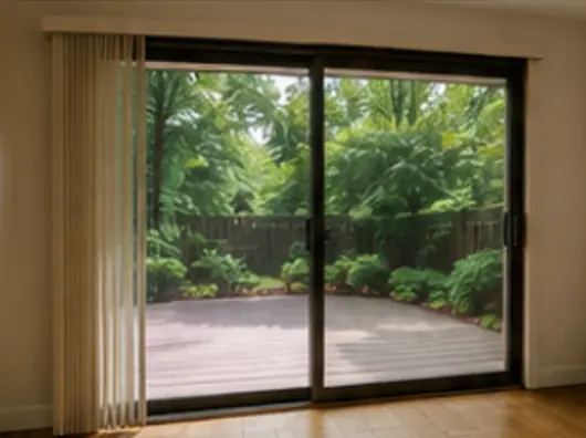 Old sliding patio door before replacement