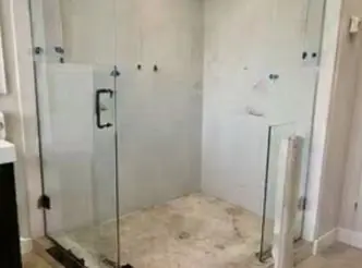 Frameless shower glass during installation